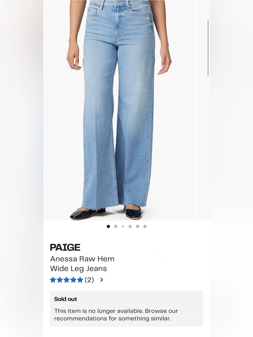 PAIGE Light Blue Raw-Hem Wide Leg Jeans - Picture 1 of 16
